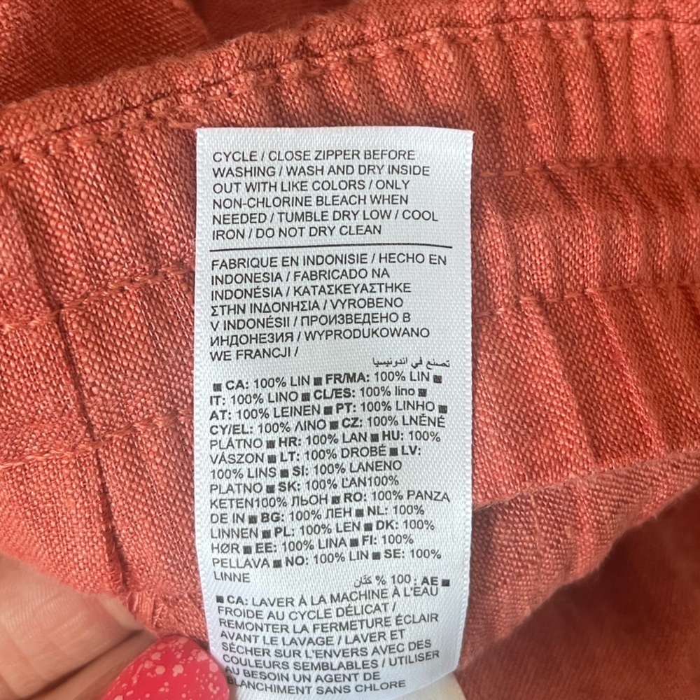 Athleta Retreat 100% linen Jogger Pant size 2 Coral Salmon Color - Picture 12 of 12